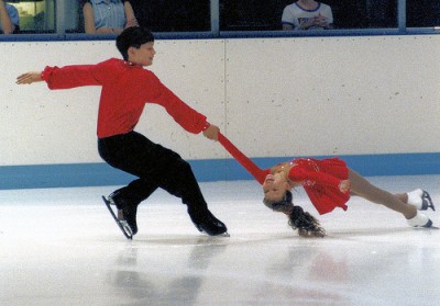 Will (13) and Christina (8) during their 1998-99 pairs season when they won their first Junior Olympics/Junior Nationals medal.