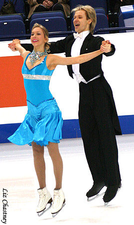 Christina Chitwood and Mark Hanretty performing the Finnstep at the 2009 European Championships (Photo by Liz Chastney)